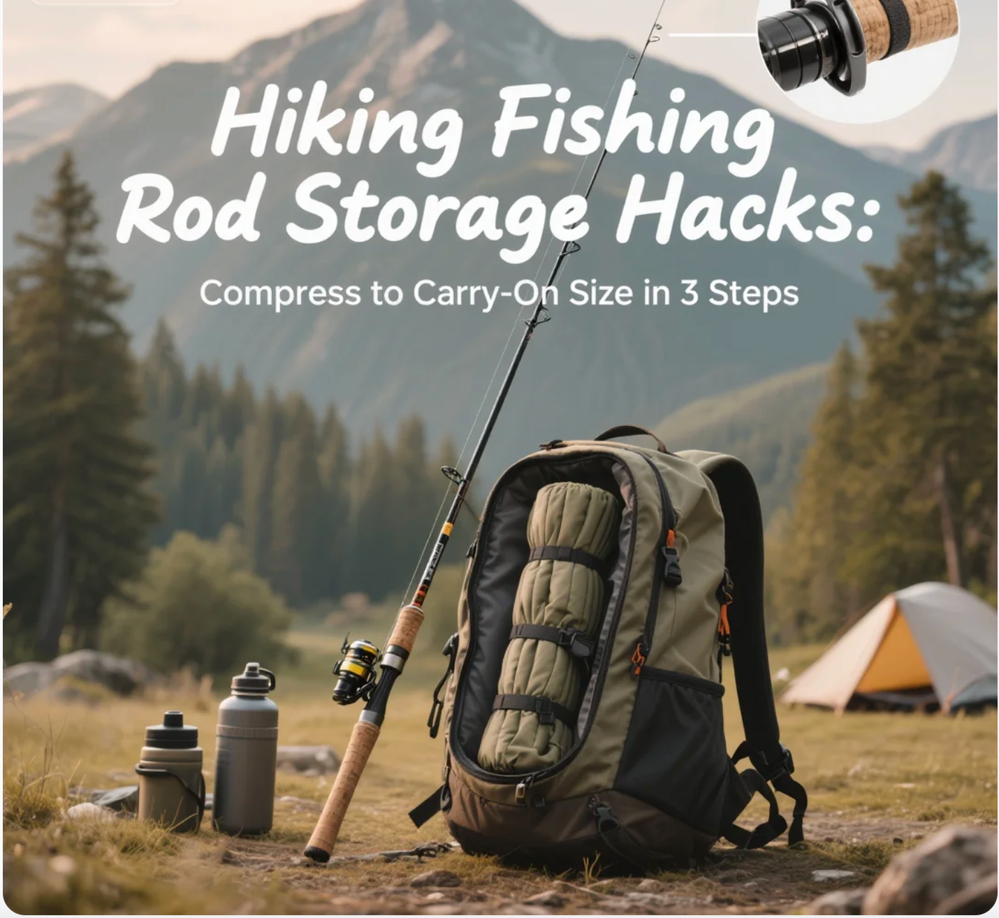 Hiking Fishing Rod Storage Hacks Compress to Carry - On Size in 3 Steps