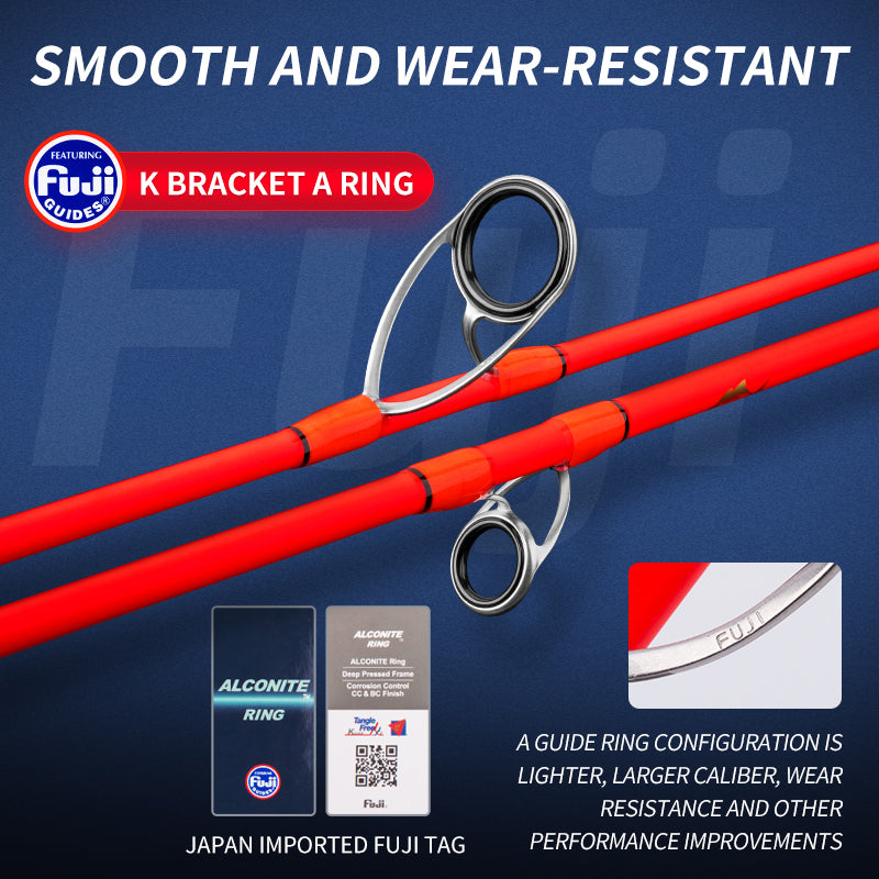 GOOFISH® 6'6"(195cm) Orange Micro Offshore Slow Pitch Jigging Rod 20-100g Jig with Solid Nano Blank