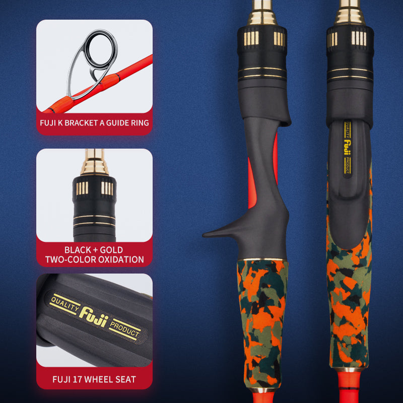 goofish pole orange jigging rod reel seat fuji setting 