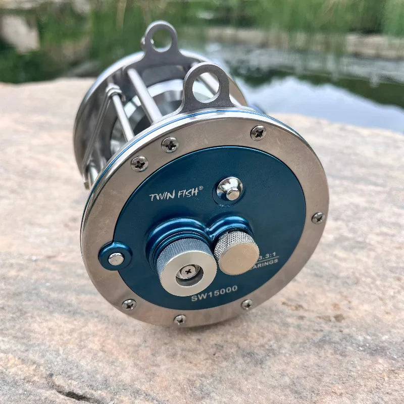Heavy Duty Trolling Reel: 3.3:1 Gear Ratio | 2+4 BB | Forged Aluminum Spool for Deep Sea Fishing